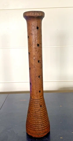 Antique WOOD Industrial Factory SEWING Thread Spindle Spool 12" BEEHIVE Bobbin 3 Cover