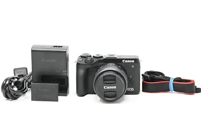 Цифровая камера Canon M6 Mark II с поврежденным объективом EF-M 15-45 мм слотом для SD-карты (#B20) - Изображение 1 из 4