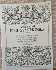 FRANZ SCHUBERT Four Symphonies in Full Score Sheet Music, Soft Cover - Picture 1 of 4