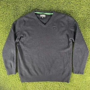 Barbour Men's Jumper Sweater V Neck Navy Blue Top 100% Wool Size L 41" Chest - Picture 1 of 8