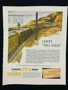 LaMonte Safety Paper Check Train Magazine Ad 10.75 x 13.75 Aetna Steel Products - Picture 1 of 4