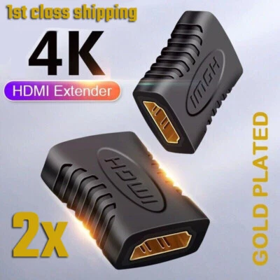 HDMI EXTENDER 2x FEMALE TO FEMALE COUPLER ADAPTER JOINER CONNECTOR for 1080P/4K - Image 1 of 4