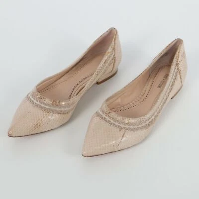 Pour La Victoire Ballet Pisos Mujer 7 Cuero Serpiente Repujado Beige Punta Foto 1 de 4