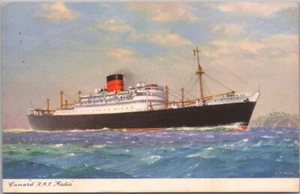 Postal vintage de barco de vapor/barco CUNARD LINE RMS MEDIA 1961 Liverpool Cancelar - Imagen 1 de 2
