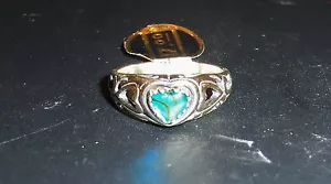 ANILLO DE CARCASA PAUA PAUA DE PLATA ESTERLINA PARA DAMAS CORAZÓN VERDE/AZUL: LA MAYORÍA DE LAS TALLAS 4 - 7 - Imagen 1 de 11