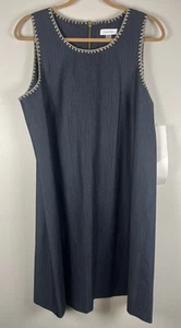 Calvin Klein Damen Denim bestickt Etuikleid blau Größe 14 Neu mit Etikett Karriere - Bild 1 von 6
