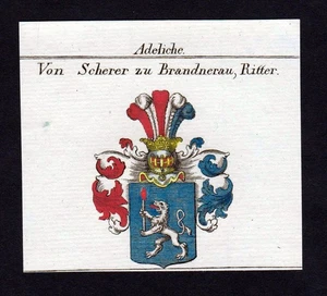 1820 - Scherer Brandnerau Emblem Nobility Coat of Arms Heraldry Copperplate - Picture 1 of 1