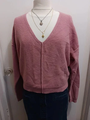 Suéter Free People Nuevo con Etiquetas Para Mujer Bonito Rosa Cuello en V Talla XS Foto 1 de 4