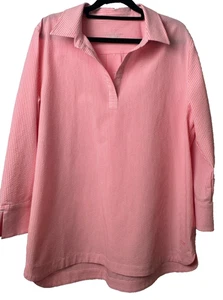 VINEYARD VINES PERFORMANCE L Neon Rosa Pink Harbor Seersucker Lucaya Tunic A30 - Picture 1 of 7