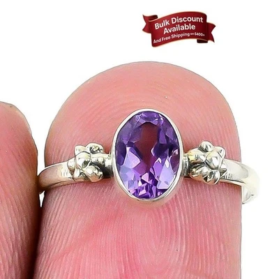 Anillo Febrero Piedra Amatista 925 Plata Sólida Declaración Viernes Negro Talla 6.5 Foto 1 de 4