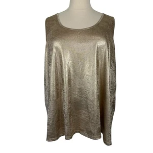 Canotta donna denim 24/7 taglie forti 30 oro metallizzato lame lucida strato festa - Foto 1 di 12