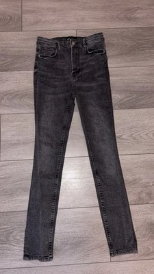 Pantalones de mezclilla ZARA talla 6 ajustados tiro alto gris lavado oscuro entrepierna 26 pulgadas Foto 1 de 4