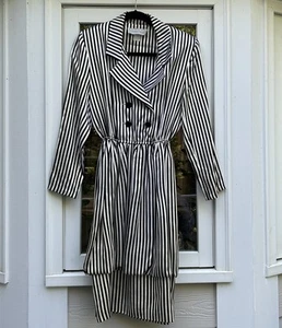 Howard Wolf Langarm Kleid schwarz-weiß Streifen Vintage Größe 8 - Bild 1 von 12