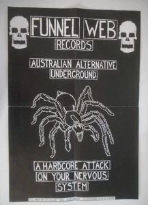 FUNNEL WEB RECORDS Promo Poster Original RARE Melbourne 80s PUNK LABEL - Bild 1 von 1