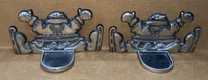 Pair Of Vintage Pewter Metal Snowmen Doing Splits Candle Holders - Picture 1 of 7