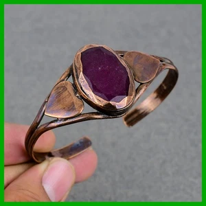 Daughters Day Deal Copper Natural Kashmir Rubi New Electroformed Heart Bangle - Picture 1 of 11