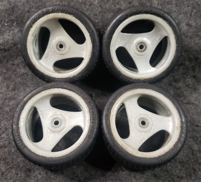 Genuine HPI Racing 3 Spoke silver Touring Wheels  w/ tires (4pcs) (C12B1) - Image 1 of 4