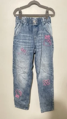 Джинсы для девочек H&M Hello Kitty размер 8 свободный крой синие джинсовые брюки - Изображение 1 из 4