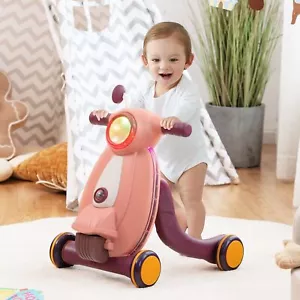 2 in 1 Sit to Stand Learning Walker Early Activity Center Baby Walker-Pink - Picture 1 of 7