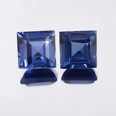 Par de piedras preciosas sueltas corte cuadrado zafiro azul ceilán natural 6x6 mm AAA extra fino Foto 1 de 4