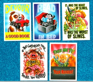 Cubo de basura 2022 para niños Book Worms "MARCADO LIBRO" Juego de 5 ATAQUES DE MARTE Slime como nuevo - Imagen 1 de 2