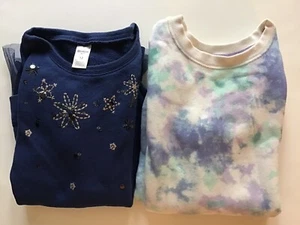 Girls Sweatshirts Lot of 2 Cat & Jack Large 10/12 Blue Fleece Oshkosh 12 Navy - Picture 1 of 12