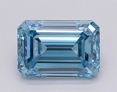 EMERALD 2.01 Ct Fancy Vivid Blue VS1 Clarity IGI Certified Lab Grown CVD Diamond - Image 1 of 4