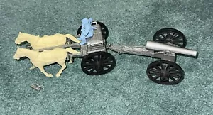 VINTAGE MARX BLUE & GRAY CIVIL WAR PLAYSET CAISSON & CANNON WITH FIGURE - Picture 1 of 11