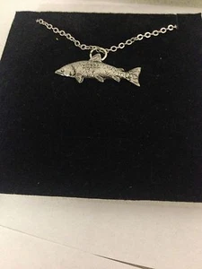 Salmon PP-F05 English Pewter on a Silver Platinum Plated Necklace 18" - Picture 1 of 1