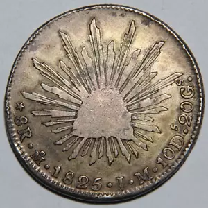 1825 Mo JM Mexico Cap and Ray 8 Reales 8R Rare Date Rev. Kratzer -3771- - Bild 1 von 4