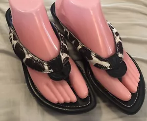 Donald Pliner Animal Print Calf Sandal 9M Italy Slip-On Shoe - Picture 1 of 6