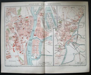 Historische Landkarte, Stettin und Umgebung 1895 / Brockhaus (# 57) - Bild 1 von 3