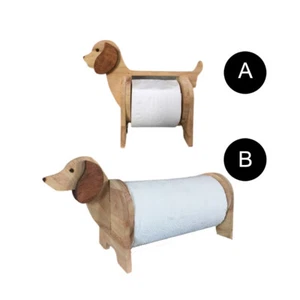 Dog Tissue Holder Wooden Handmade Home Decor Desk Toilet Paper Roll Cute Gift - Picture 1 of 8