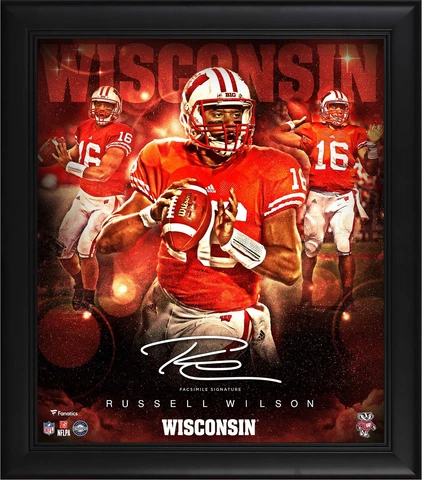 Russell Wilson Wisconsin Badgers FRMD 15x17 Stars of the Game Collage Facsimile Cover