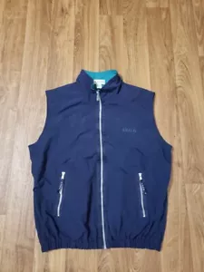 Izod Men's Size Medium Vintage Full Zip Up Mesh Nylon Lightweight Golf Vest Blue - Picture 1 of 8