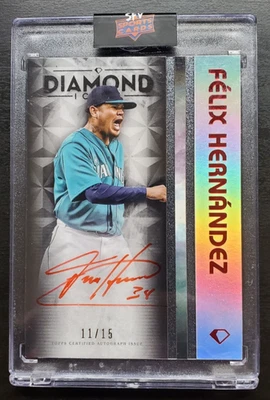 2023 Topps Diamond Icons Felix Hernandez White Polychromatink Red Ink Auto 11/15 - Image 1 of 3