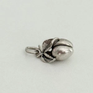 Vintage Sterling Silver 3D Peach Fruit Charm Pendant - Picture 1 of 6