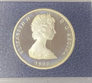 1977 Turks and Caicos 25 Crowns 0.9250 Silver ASW 1.3011 Oz Free Shipping - Picture 1 of 2