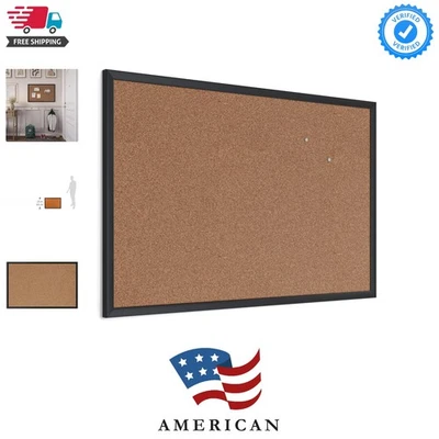 Tablón de anuncios de corcho, 24"" x 36", marco de madera negro Foto 1 de 4