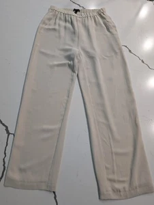 Eileen Fisher Womens 100% Silk Light Beige Tan Straight Leg Pants Size XXS - Picture 1 of 11