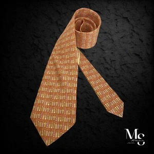 SALVATORE FERRAGAMO Orange Building Luxury Silk Tie Made In Italy W:3.25" NWOT - Picture 1 of 8