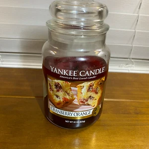 Used Yankee Candle Cranberry Orange 22 Ounce Large Jar Candle Approx 70% - Picture 1 of 5