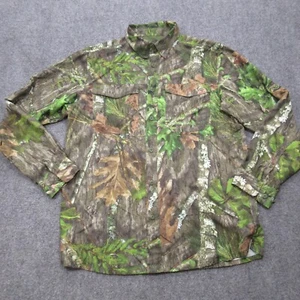 Mossy Oak Shirt Men Small Green Realtree Camo Long Sleeve Vented Back Button Up - Picture 1 of 12