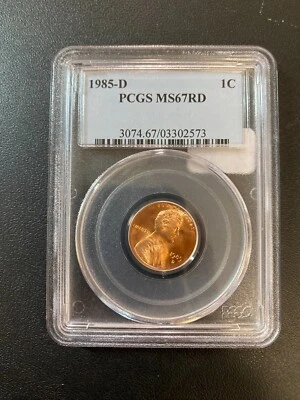 1985 D MEMORIAL CENT PCGS MS-67 RD - UNCIRCULATED - RED - CERTIFIED SLAB - 1C - Image 1 of 2