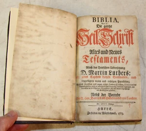 1773 Antique Holy Bible in German **Rebound w/original covers & spine** - Picture 1 of 17