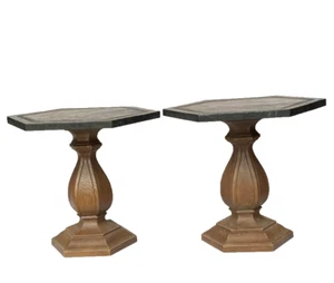 2 Vintage MCM SYROCO Faux Wood Hexagon End/Side Tables Display Plant Stands - Picture 1 of 4