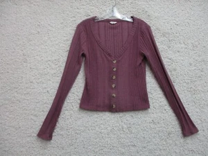 Aeropostale Sweater Extra Large Youth Red Burgundy Cardigan Knit Cropped Girls - Picture 1 of 9