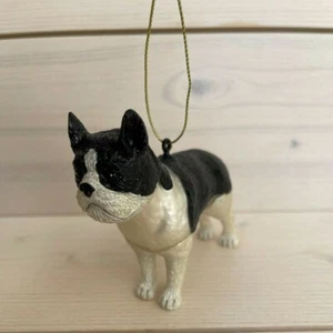 Robert Stanley Boston Terrier Ornament Glas und Harz Hund Ornament Neu mit Etikett - Bild 1 von 7