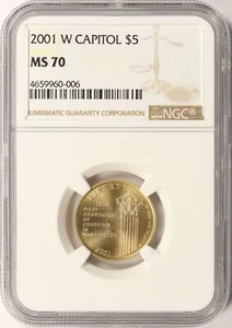 2001-W Capitol Visitor Center $5 Gold Commemorative NGC MS70 - Picture 1 of 4