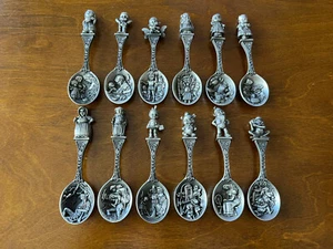 Complete Set (12) Franklin Mint 1982 The Best Loved Stories Of Childhood Spoons - Picture 1 of 9